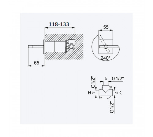 Смеситель скрытого монтажа с прогрессивным картриджем, с 1 выходом Royale 192 601 1SS бронза матовая