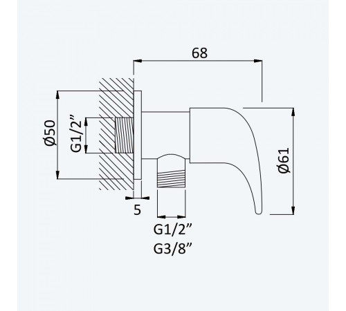 Угловой кран с подключением 1/2 - MT 115 200 1CR хром глянец