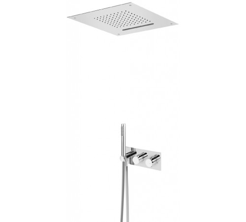 Душевой набор термостатический, скрытого монтажа, с верхней потолочной лейкой (Rain/Cascade)- VenusQ 187 488 2PW белый матовый