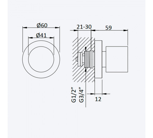 Запорный вентиль 1/2 - EliteR 180 590 3SS бронза матовая