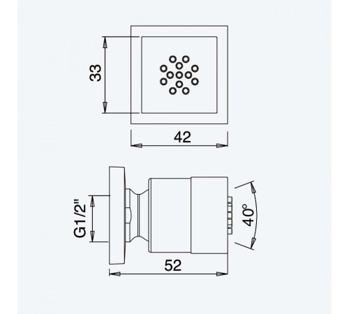 Форсунка, настенная - Quadra 145 560 6SR золото матовое