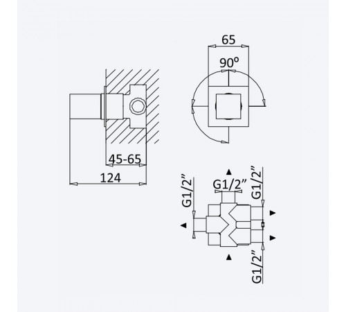 Переключатель на 4 выхода Adamastor 301 190 2SR золото матовое