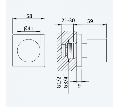 Запорный вентиль 3/4 - EliteQ 180 590 2SR золото матовое