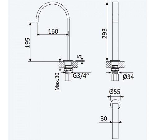 Излив для раковины, настольный - EdgeR 183 450 0PW белый матовый