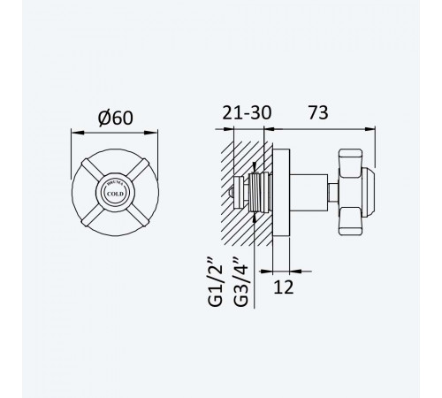 Запорный вентиль 1/2 Imperial 117 590 0NS черный матовый