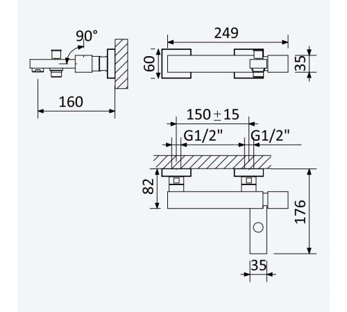 Смеситель для ванны Adamastor 301 030 2PW белый матовый