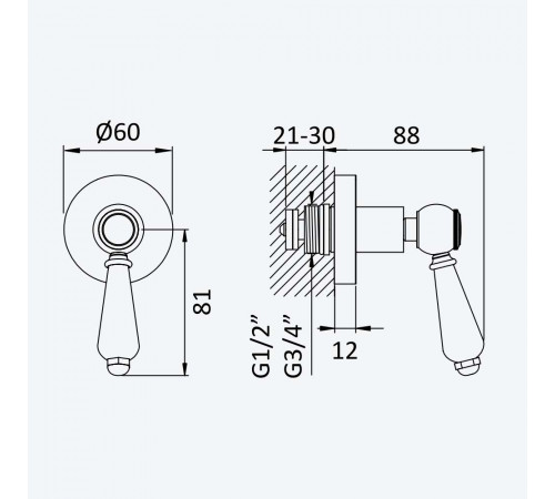 Запорный вентиль 3/4 Classico 118 590 1NS черный матовый