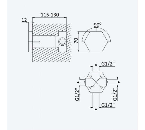 Переключатель на 3 выхода Utopia 183 610 3MM нержавеющая сталь