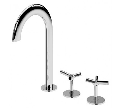 Смеситель для раковины на 3 отверстия, настольный Genesi 191 240 1MG оружейная сталь