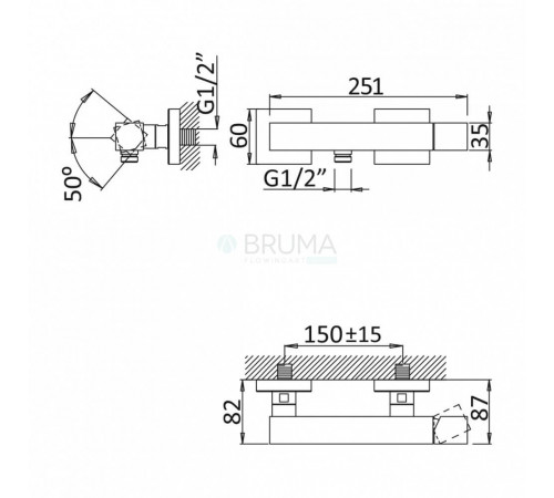 Смеситель для душа Adamastor 301 040 2SR золото матовое
