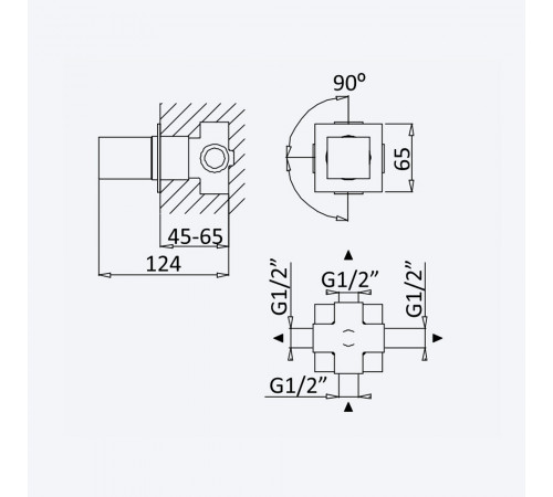 Переключатель на 3 выхода Adamastor 301 180 2SR золото матовое