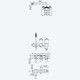 Душевой набор, скрытого монтажа, с душевой лейкой из АВС 200х200 мм, и ручным душем Quadra Linea 182 571 2SR золото матовое