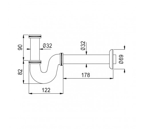Сифон 1 1/4 - S 137 000 7CR хром глянец