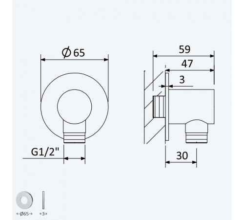 Угловой выход, для душа - FlowR 145 591 2MG оружейная сталь