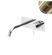Смеситель для раковины, настенный на планке. Длина излива 200 мм Leaf 167 012 9PO золото PVD
