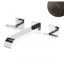 Смеситель для раковины на 3 отверстия, настенный со сливным клапаном push-open 1 1/4 '' - Quadra Royale 192 864 1MG оружейная сталь