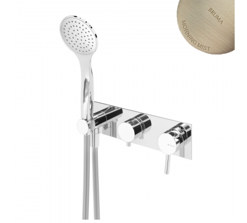 Смеситель скрытого монтажа, на 3 отверсвия, с прогрессивным картриджем, 2 выходами, и ручным душем Emotion Lusitano 107 170 1MM нержавеющая сталь