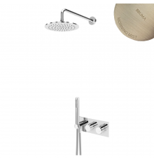 Душевой набор термостатический, скрытого монтажа, с душевой лейкой  250 мм, с потолочным держателем 100 мм, Leaf 187 403 1MM нержавеющая сталь