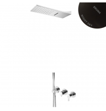 Душевой набор, скрытого монтажа, с душевой лейкой Line Cascade (Rain/Cascade), и ручным душем Leaf 167 362 5NS черный матовый