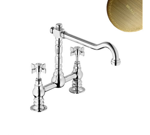 Смеситель для раковины на 2 отверстия, настольный, поворотный излив Imperial 117 730 0LE состаренная бронза