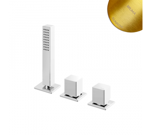 Смеситель на борт ванны, с ручным душем Quadra - 2 выхода Adamastor 301 501 2SR золото матовое