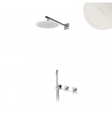 Душевой набор, скрытого монтажа, с прогрессивным картриджем, с душевой лейкой  250 мм из нержавеющей стали с потолочным держателем 100 мм Hera 106 753 0PW белый матовый