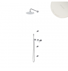 Душевой набор, скрытого монтажа, с латунной душевой лейкой  250 мм с потолочным держателем 100 мм, 3 форсунками и ручным душем Elo Leaf 167 373 3PW белый матовый