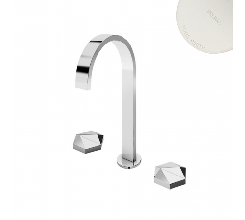 Смеситель для раковины на 3 отверстия, настольный со сливным клапаном push-open 1 1/4'' - Elo Utopia 183 251 1PW белый матовый
