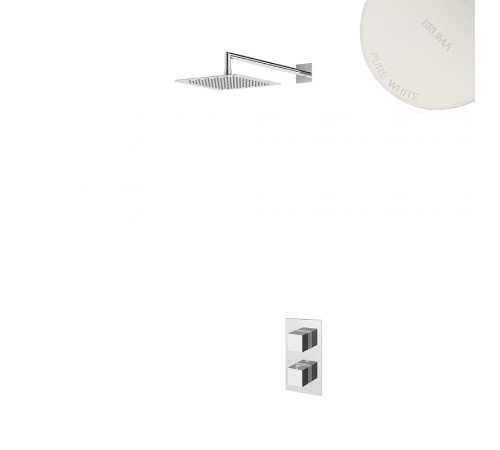Душевой набор термостатический, скрытого монтажа, с душевой лейкой UltraThin 250 x 250 мм Celsius 185 782 2PW белый матовый