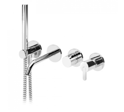 Смеситель скрытого монтажа, с наливом на ванну и ручным душем, на 3 выхода Elo ручка тип 2 Leaf 167 211 2CR хром глянец