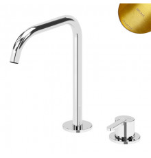 Смеситель для раковины на 2 отверстия, настольный ручка тип 2 Leaf 167 002 5SR золото матовое