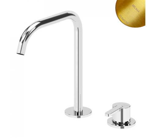 Смеситель для раковины на 2 отверстия, настольный ручка тип 3 Leaf 167 002 6SR золото матовое