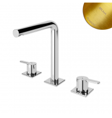 Смеситель для раковины на 3 отверстия, настольный ручка тип 2 Lusa 101 250 1SR золото матовое