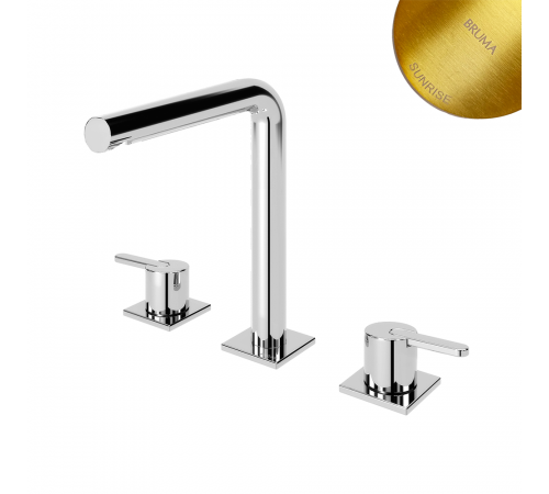 Смеситель для раковины на 3 отверстия, настольный ручка тип 2 Lusa 101 250 1SR золото матовое