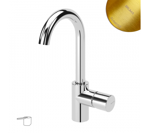 Смеситель для раковины, поворотный излив ручка тип 2 Lusa 101 710 1SR золото матовое