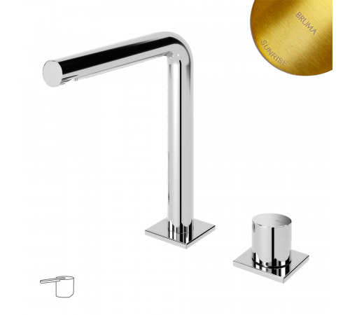 Смеситель для раковины на 2 отверстия, настольный ручка тип 2 Lusa 101 880 1SR золото матовое