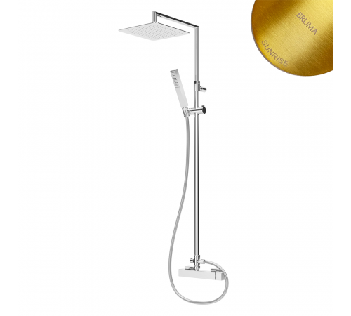 Душевая система с верхней лейкой 300x300 мм из нержавеющей стали Escudo 102 279 2SR золото матовое