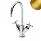 Смеситель для раковины , настольный со сливным клапаном push-open 1 1/4'' - Elo Hera 106 021 0SR золото матовое