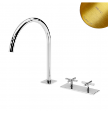 Смеситель для раковины на 2 отверстия, настольный Hera 106 230 0SR золото матовое