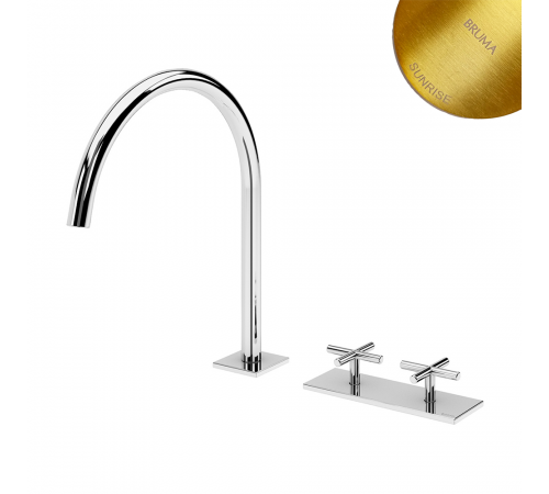 Смеситель для раковины на 2 отверстия, настольный Hera 106 230 0SR золото матовое