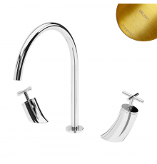 Смеситель для раковины на 3 отверстия, настольный Hera 106 250 0SR золото матовое