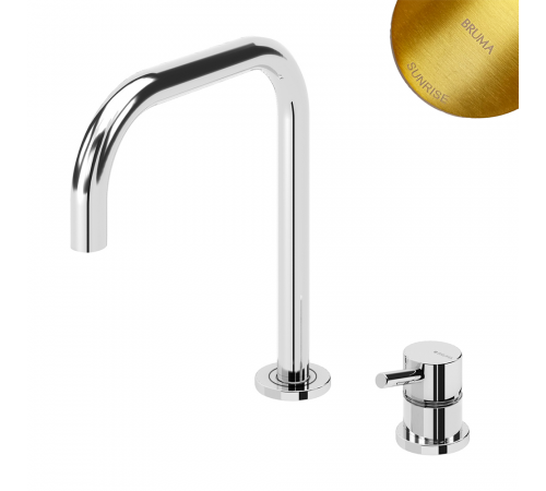 Смеситель для кухни, с поворотным носиком, на 2 отверствия - Lusitano 107 058 1SR золото матовое