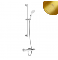 Смеситель для душа, с душевым гарнитуром, и стойкой - EloX Lusitano 107 310 2SR золото матовое