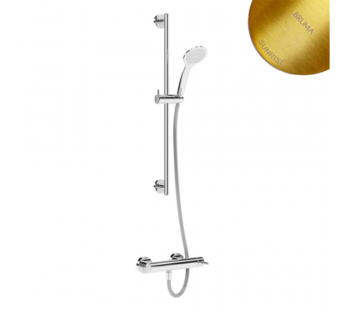 Смеситель для душа, с душевым гарнитуром, и стойкой - EloX Lusitano 107 310 2SR золото матовое