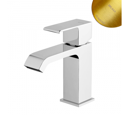 Смеситель для раковины со сливным клапаном push-open 1 1/4'' - Quadra Linea 182 014 1SR золото матовое