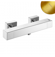 Смеситель термостатический для душа с душевой стойкой Flat Celsius 185 117 2SR золото матовое