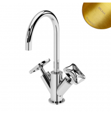 Смеситель для раковины, настольный со сливным клапаном push-open 1 1/4'' - Elo Navy 190 011 1SR золото матовое
