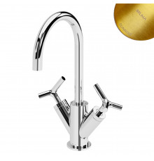 Смеситель для раковины со сливным клапаном push-open 1 1/4'' - Elo Genesi 191 011 1SR золото матовое