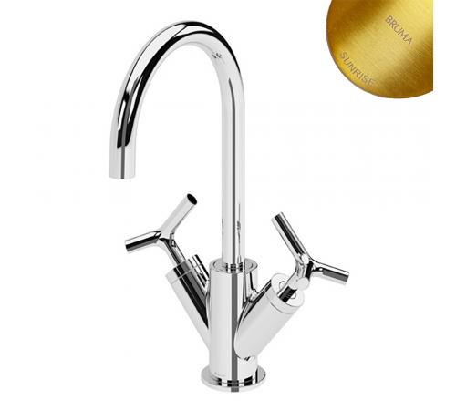 Смеситель для раковины со сливным клапаном push-open 1 1/4'' - Elo Genesi 191 011 1SR золото матовое