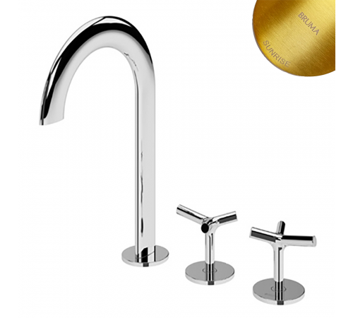 Смеситель для раковины на 3 отверстия, настольный Genesi 191 240 1SR золото матовое